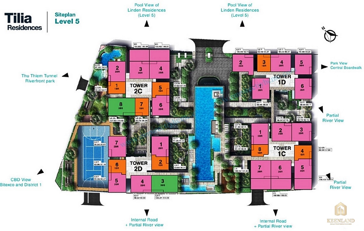 Mặt bằng chi tiết tòa tháp Tilia Residences dự án Empire City