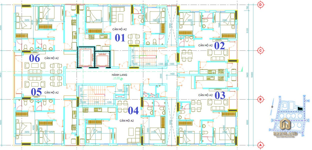 Mặt bằng tầng điển hình dự án Him Lam Chợ Lớn