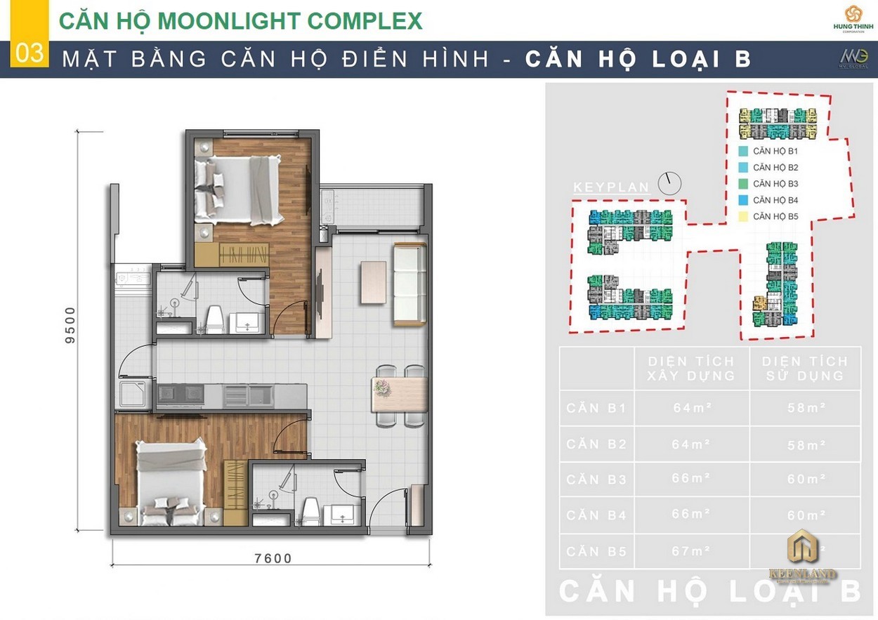 Thiết kế chi tiết căn hộ Moonlight Centre Point Bình Tân loại B