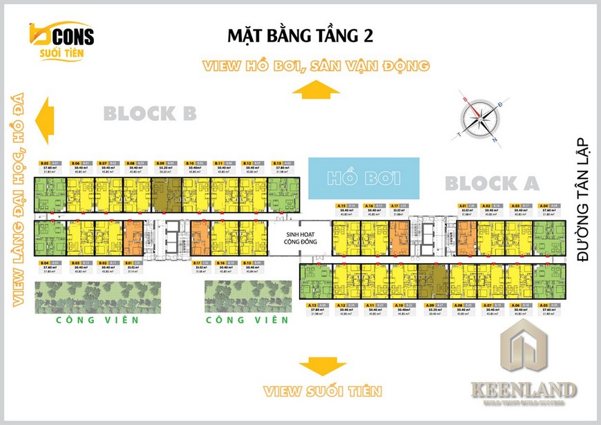 Mặt bằng tầng 2 dự án Bcons Suối Tiên