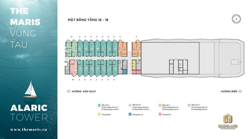 Mặt bằng chi tiết tầng 16-18 tòa Alaric Tower