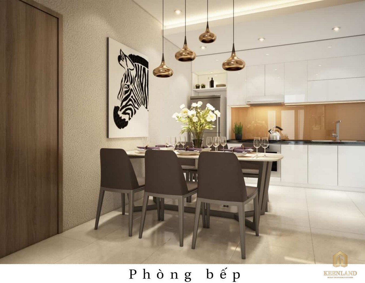 Phòng bếp nhà mẫu dự án La Premier quận 2