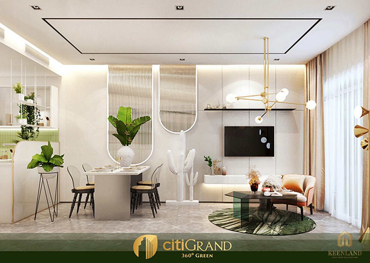 Phòng khách nhà mẫu căn hộ Citi Grand Quận 2