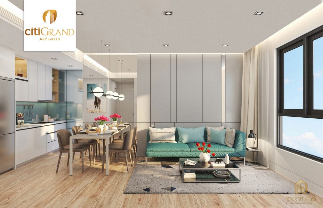 Phòng khách nhà mẫu căn hộ Citi Grand Quận 2