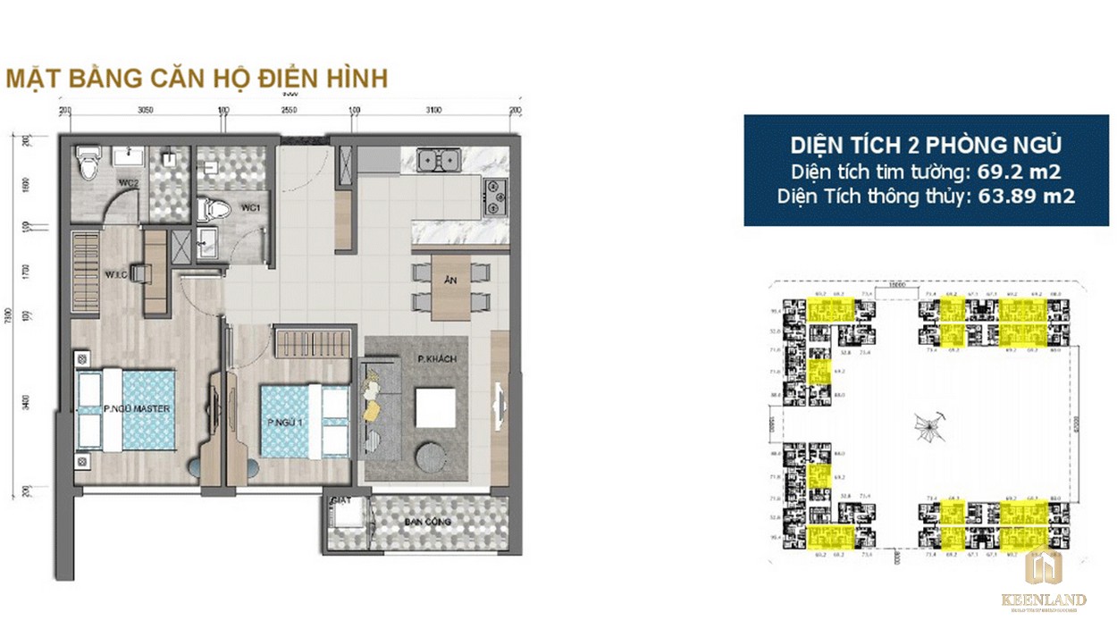 Thiết kế chi tiết căn hộ 2PN dự án Victoria Village Q2