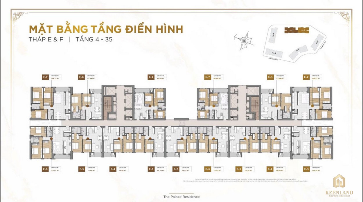 Mặt bằng tầng điển hình dự án The Palace Residence Quận 2