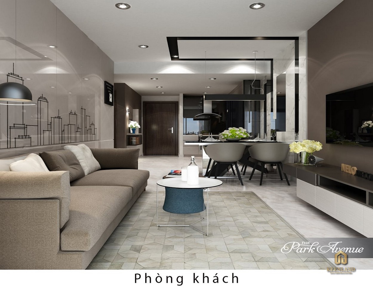 Phòng khách căn hộ mẫu The Park Avenue