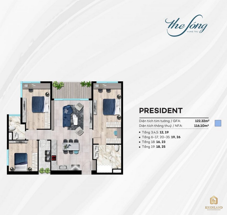 Thiết kế chi tiết căn hộ du lịch condotel The Sóng Vũng Tàu - PRESIDENT