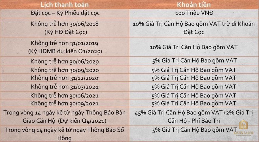 Phương thức thanh toán dự án căn hộ Delasol Quận 4