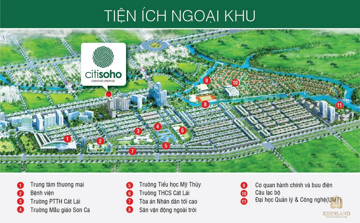 Mặt bằn tiện ích ngoại khu dự án căn hộ chung cư Citisoho Quận 2