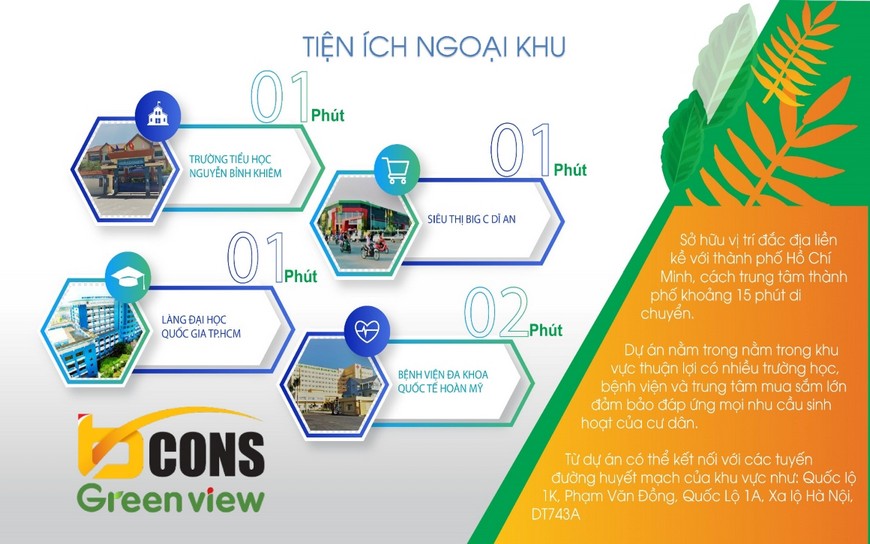 Tiện ích ngoại khu dự án Bcons Green View