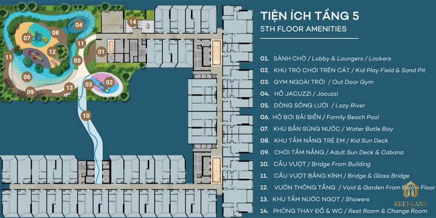 Mặt bằng tiện ích tầng 5 dự án căn hộ condotel The Sóng Vũng Tàu 