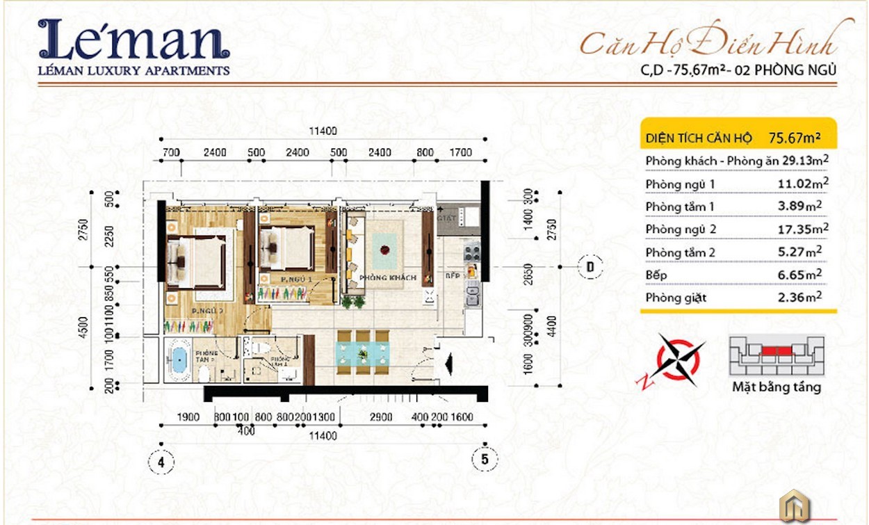 Mặt bằng thiết kế căn hộ Leman Luxury Apartment Quận 3