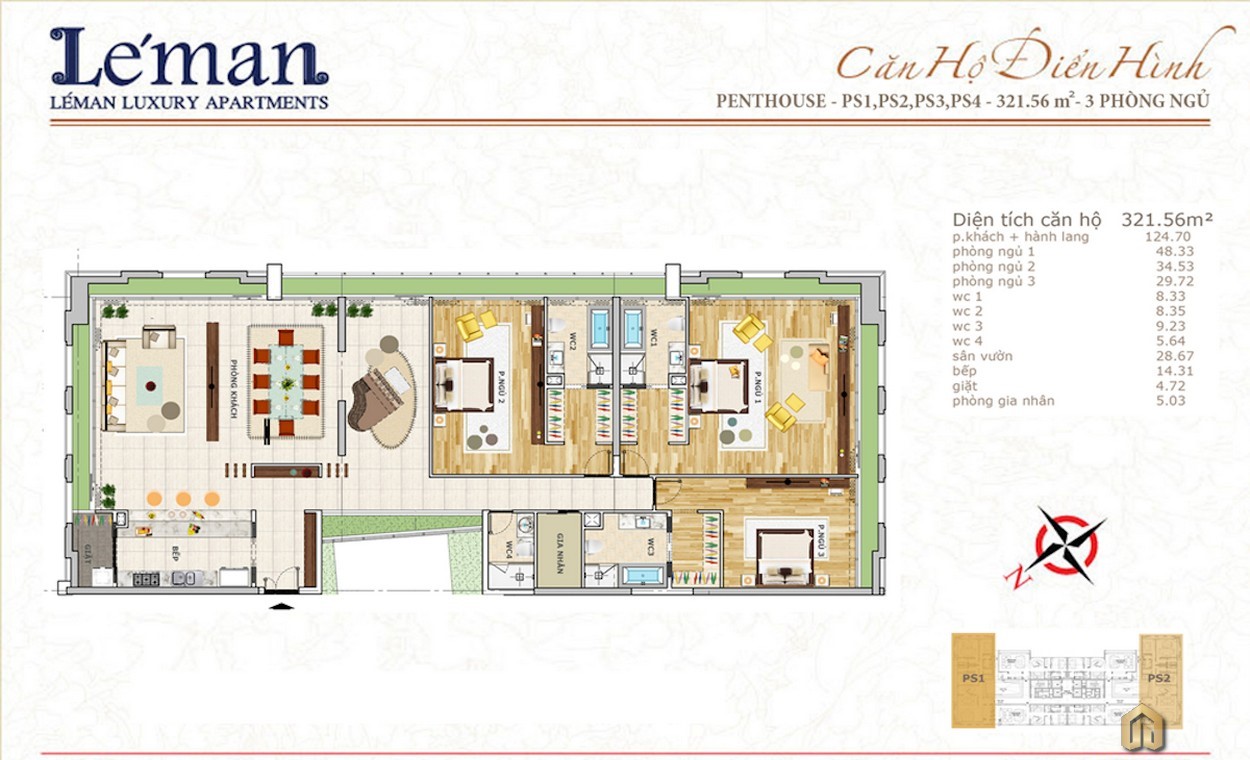 Mặt bằng thiết kế căn hộ Leman Luxury Apartment Quận 3