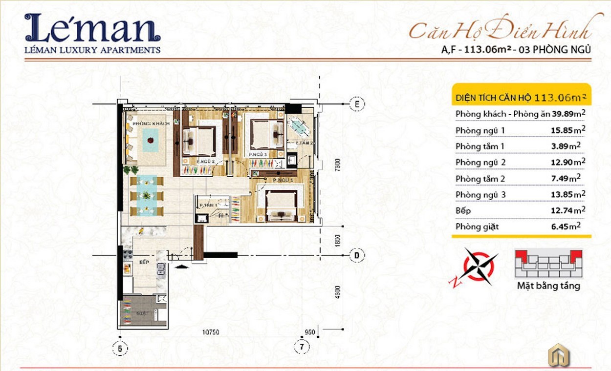 Mặt bằng thiết kế căn hộ Leman Luxury Apartment Quận 3