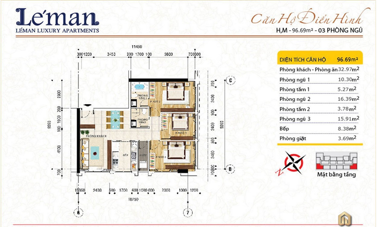 Mặt bằng thiết kế căn hộ Leman Luxury Apartment Quận 3