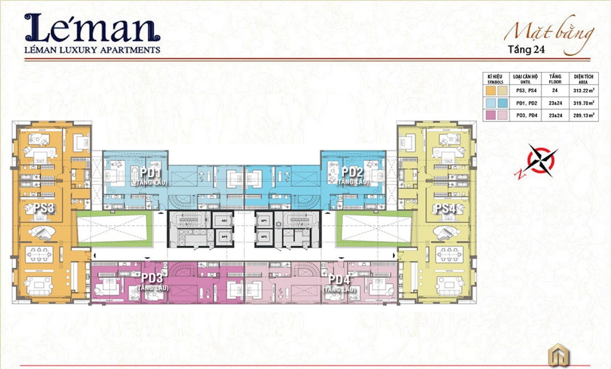 Mặt bằng thiết kế căn hộ Leman Luxury Apartment Quận 3