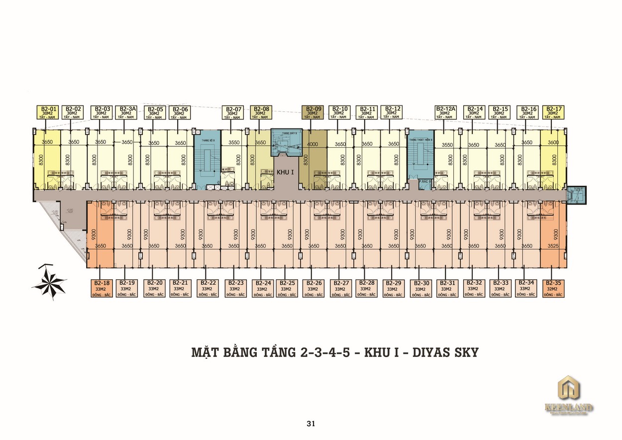 Mặt bằng tầng điển hình Khu I dự án Diyas Sky