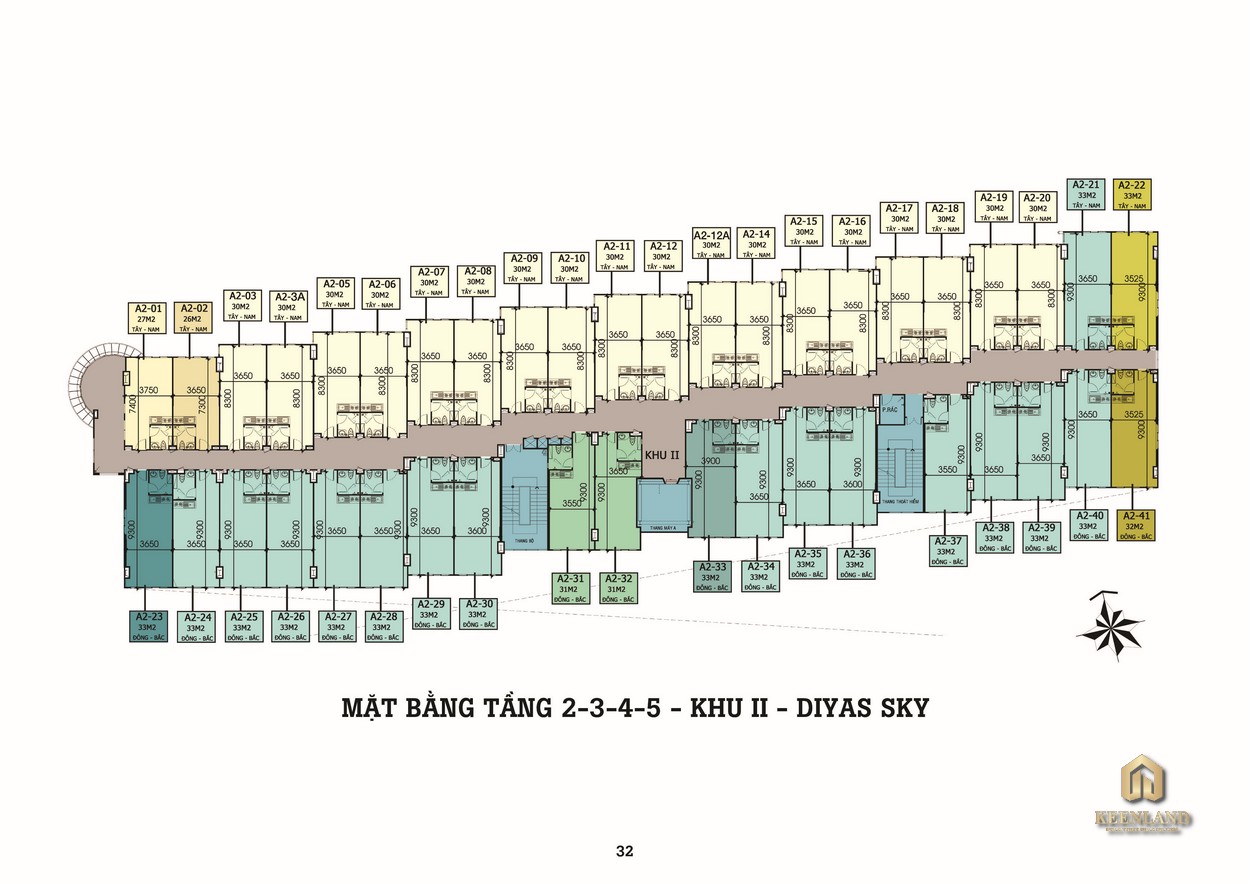 Mặt bằng tầng điển hình Khu II dự án Diyas Sky