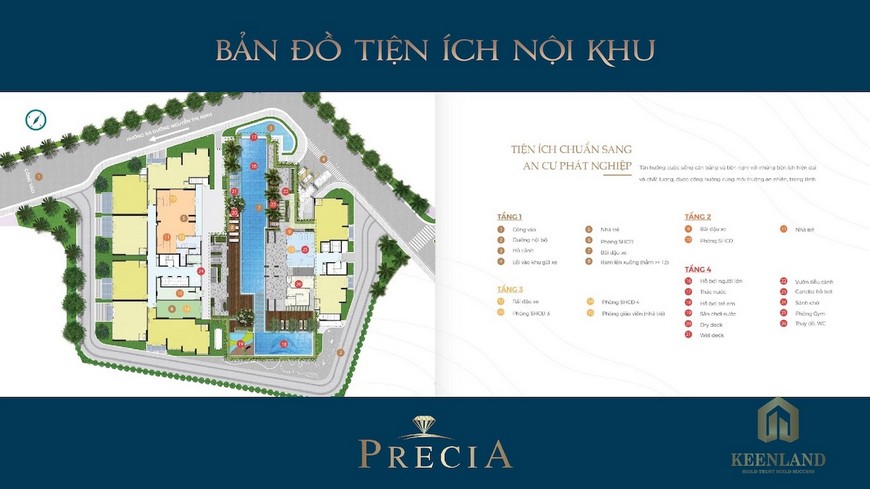 Mặt bằng tiện ích tầng 1 dự án Precia Quận 2. Không gian sống xanh, thiết kế tinh tế và hài hoà