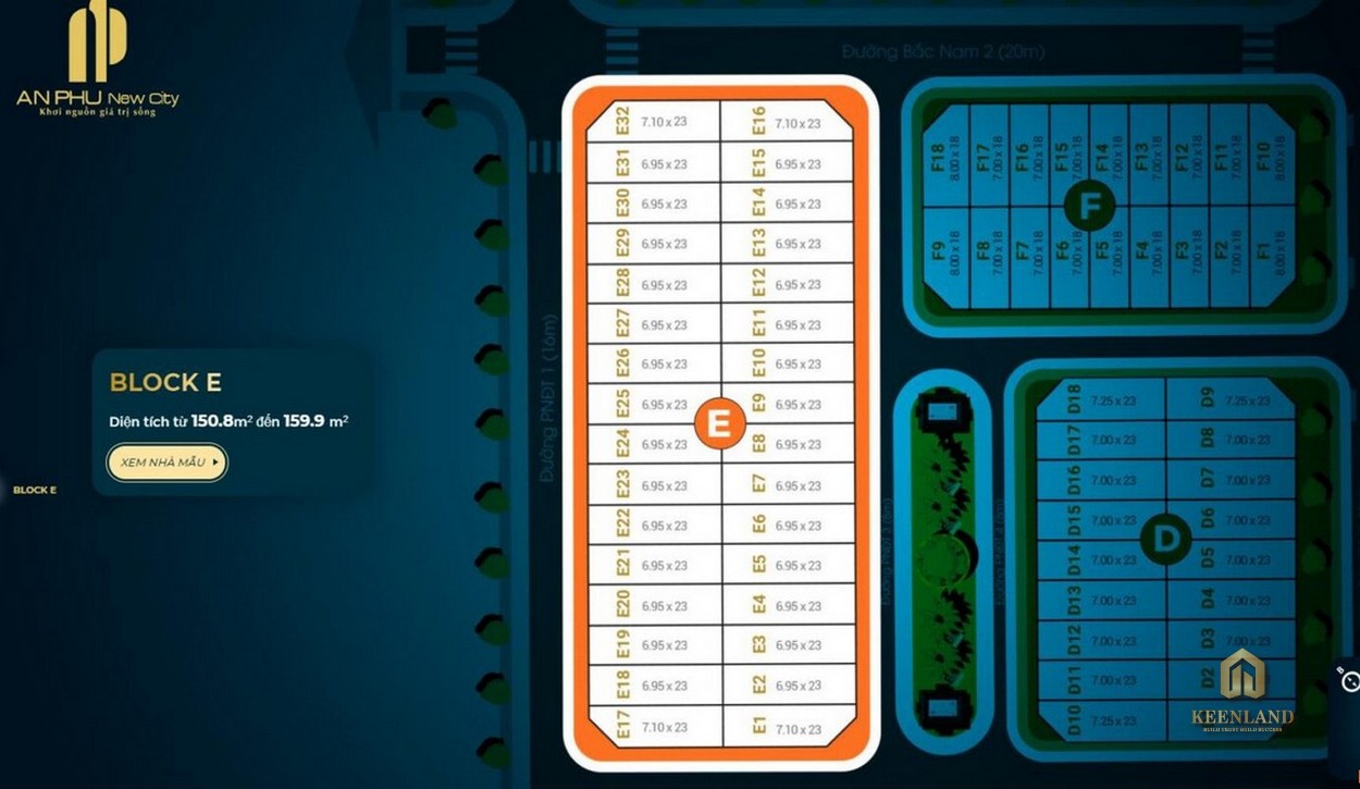 Mặt bằng căn hộ Block E dự án An Phú New City