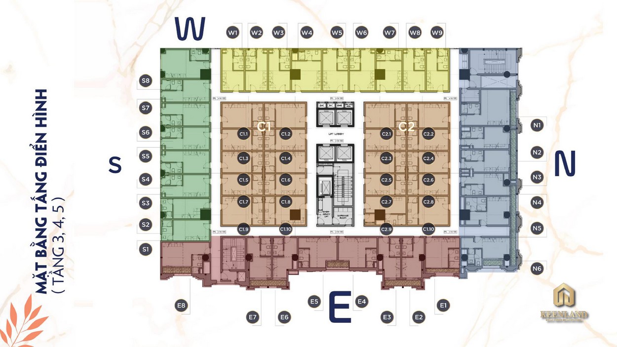 Mặt bằng tầng 3 - 4 - 5 dự án The Alleys