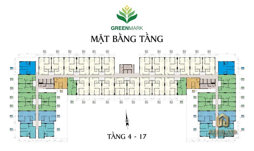 Mặt bằng tầng điển hình 4 - 17 dự án Green Mark Đạt Gia