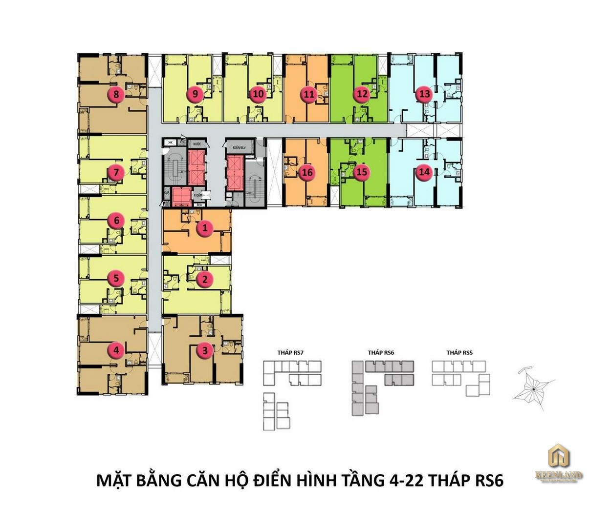 Mặt bằng tầng tháp RS6 chung cư RichStar 