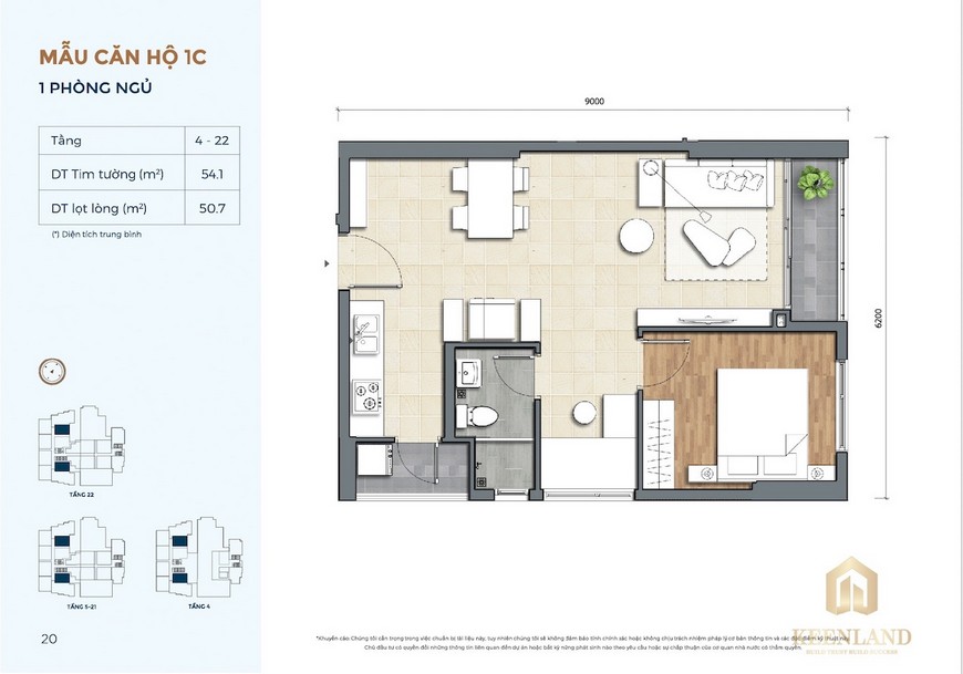 Thiết kế căn hộ 1 Phòng ngủ dự án Precia Quận 2