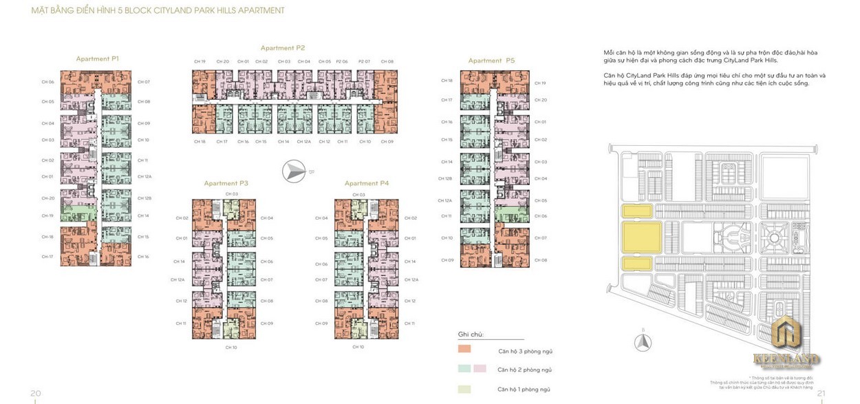 Mặt bằng tổng quan 5 tháp CityLand Park Hills Gò Vấp