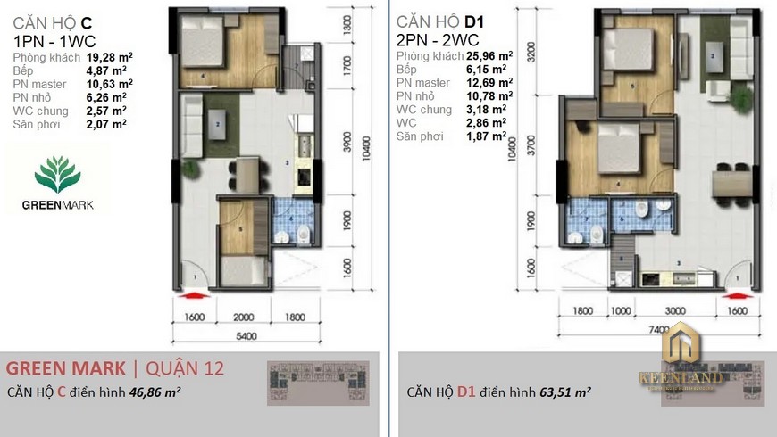  Thiết kế chi tiết căn hộ C - D1 Green Mark Quận 12