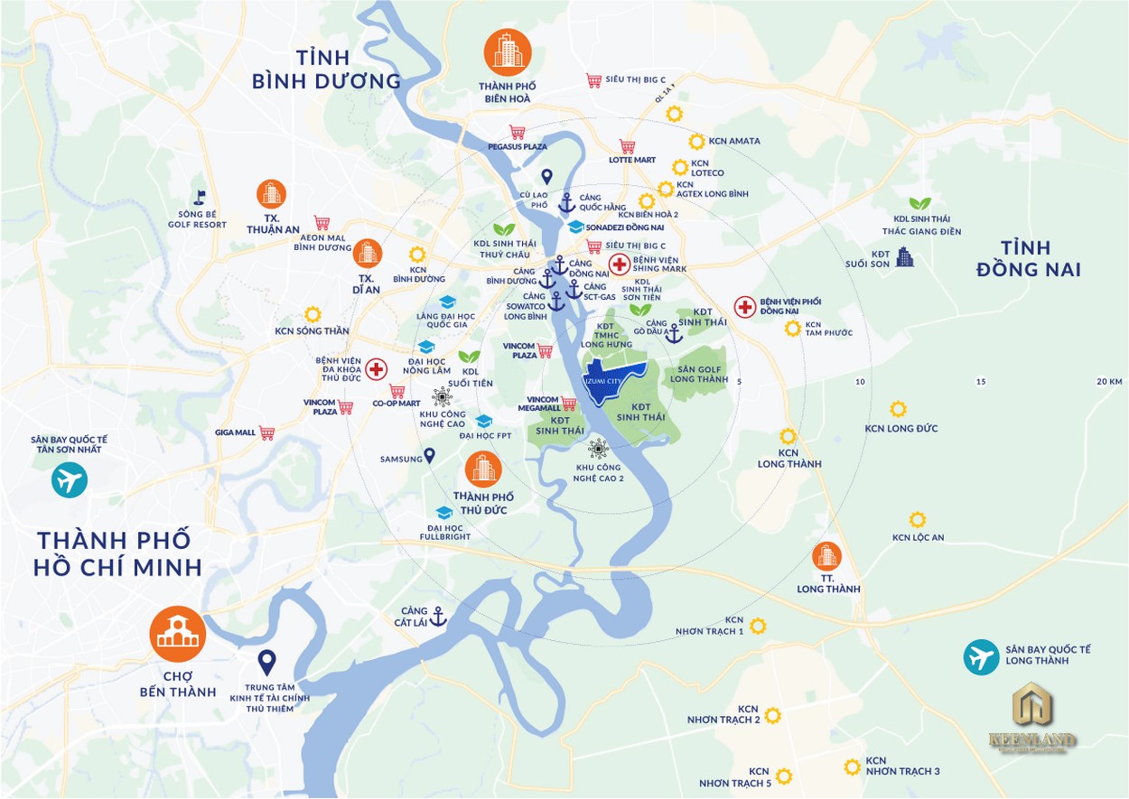 Vị trí dự án nhà phố Izumi City tỉnh Đồng Nai