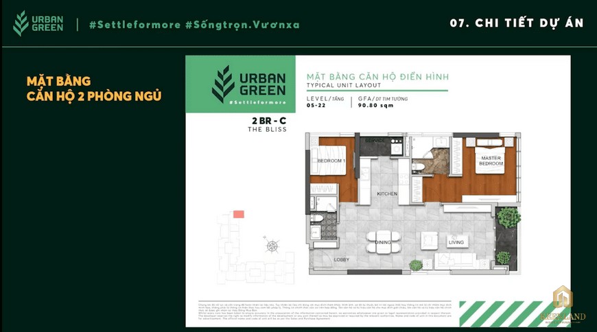 Thiết kế căn hộ 2BR-C Urban Green