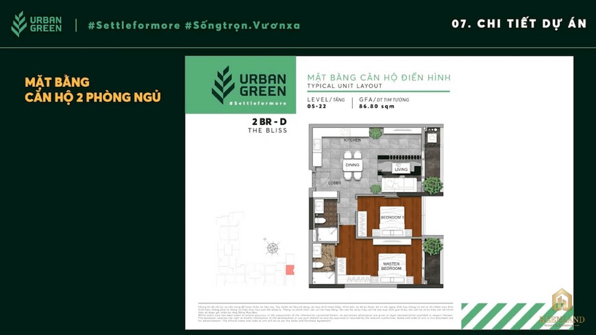 Thiết kế căn hộ 2BR-D Urban Green