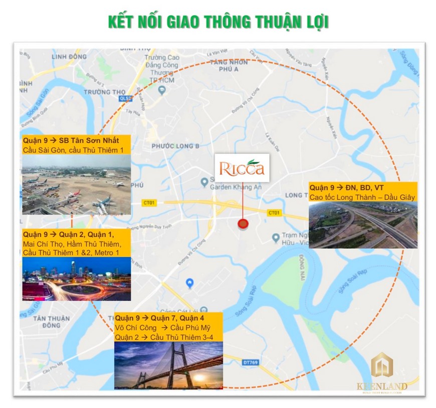 Kết nối giao thông tại căn hộ Ricca Gò Cát Quận 9