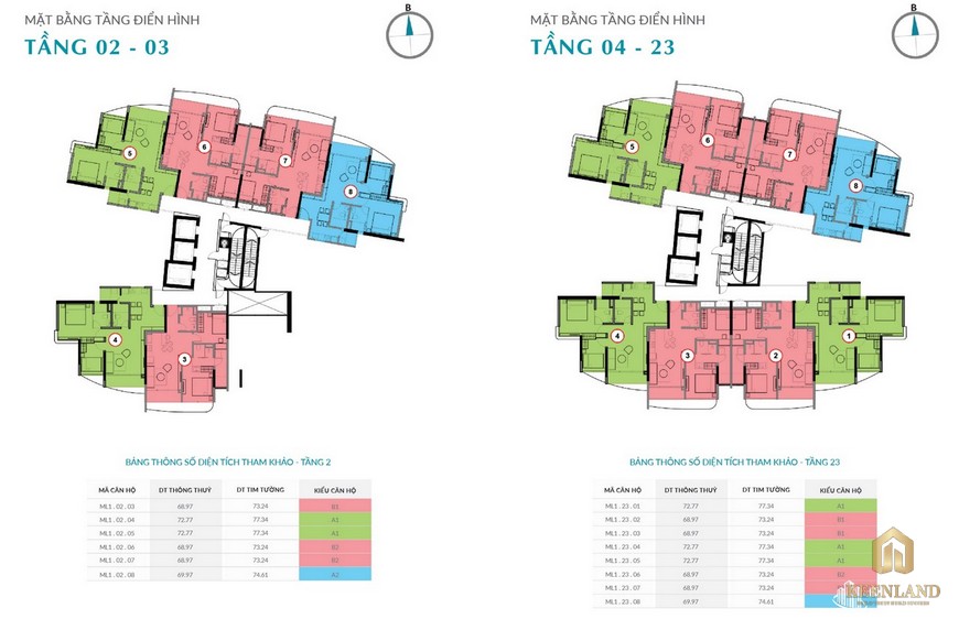 Mặt bằng tầng 2-3 và 4-23 dự án Grand Sentosa Novaland