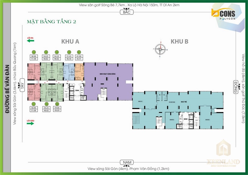 Mặt bằng tầng 02 Bcons Polygon An Bình