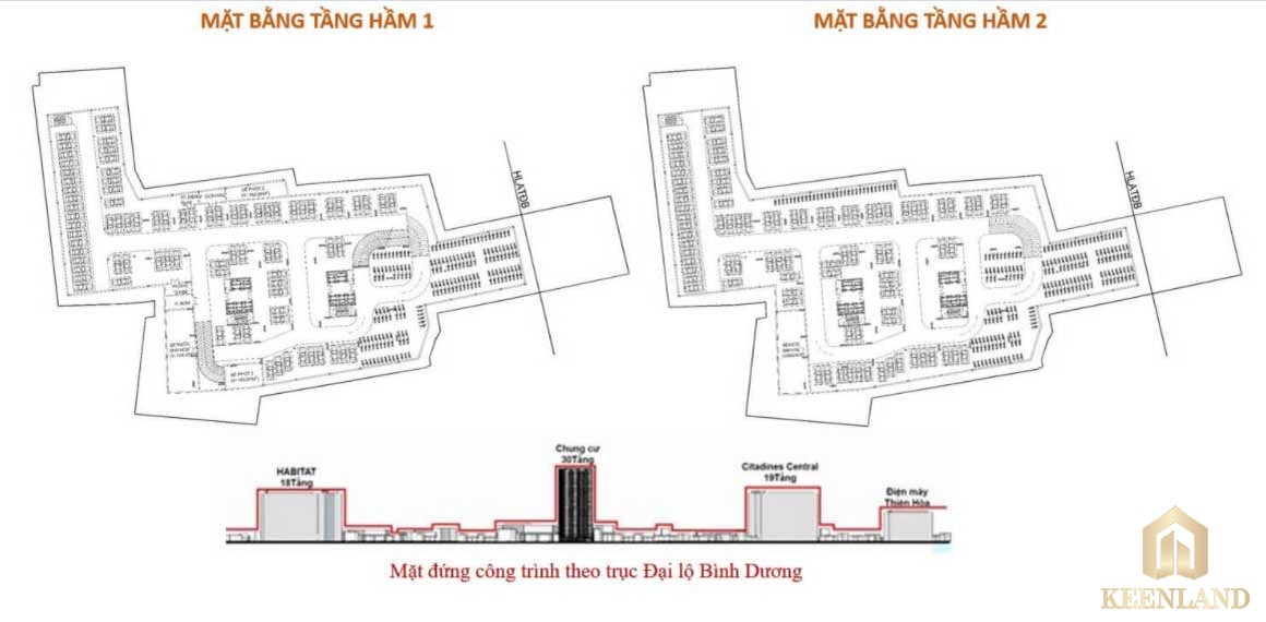 Mặt bằng tầng hầm dự án căn hộ chung cư Diamond Boulevard