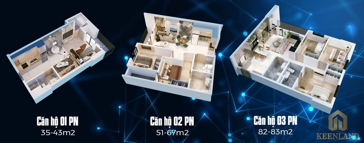 Mặt bằng diện tích căn hộ diamond boulevard 1 - 2 - 3 phòng ngủ 