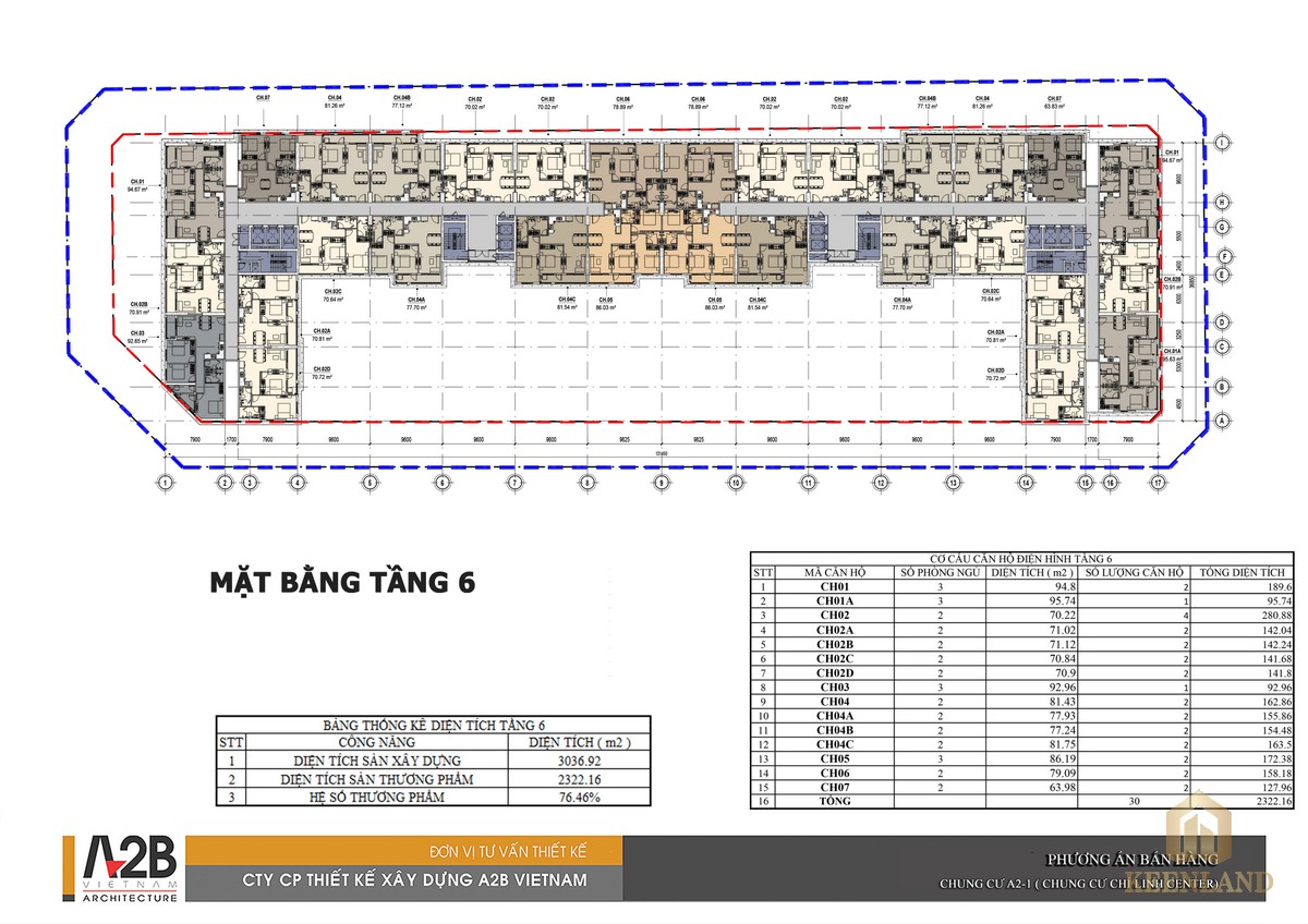 Mặt bằng tầng điển hình của dự án