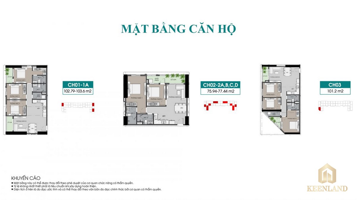 Thiết kế căn hộ có diện tích 75-77m2