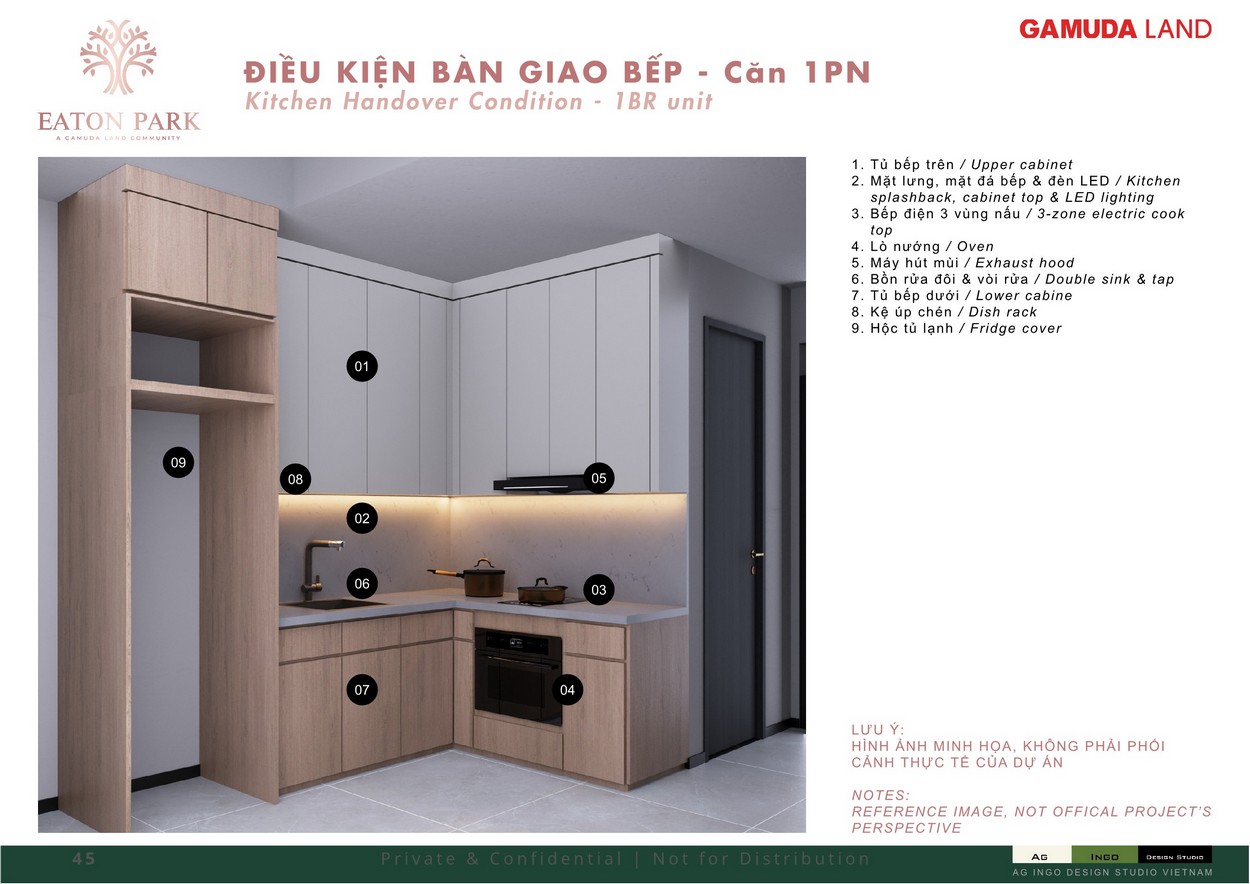 Danh mục nội thất bàn giao tại căn hộ eaton Park