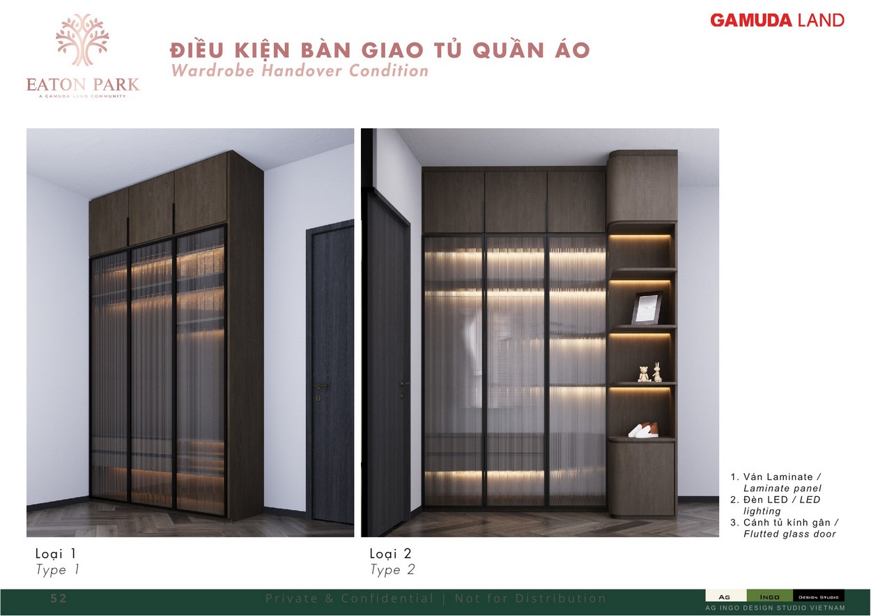 Danh mục nội thất bàn giao tại căn hộ eaton Park