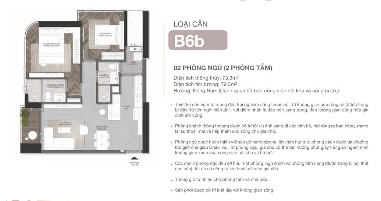 Thiết kế căn hộ 2 PN dự án Eaton Park