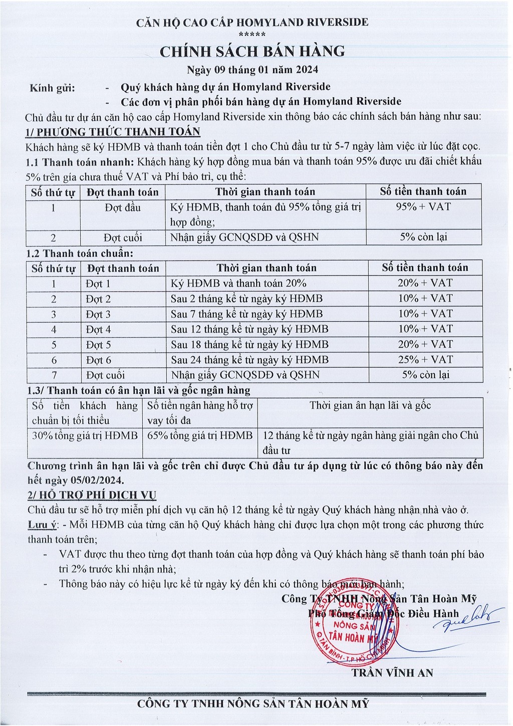 Chính sách bán hàng tại căn hộ Homyland Riverside Quận 2